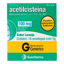 Acetilcisteina 100mg Cx 16 Saches X 5g