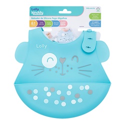 Babador Lolly Silicone Pega Migalhas Azul