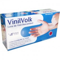 Luva Vinil Volk C/ Amido Tam P 100un